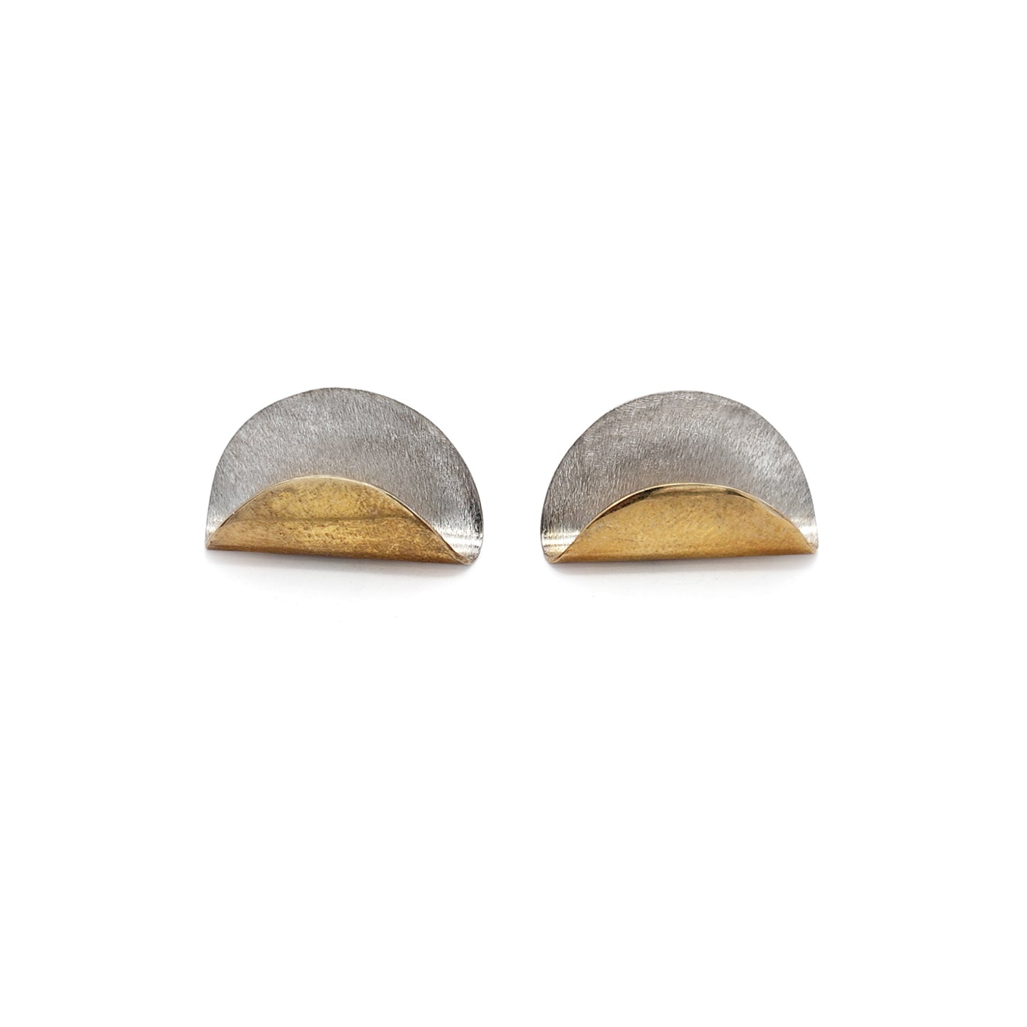 Medium 2-Tone Folded Half-Round Earrings