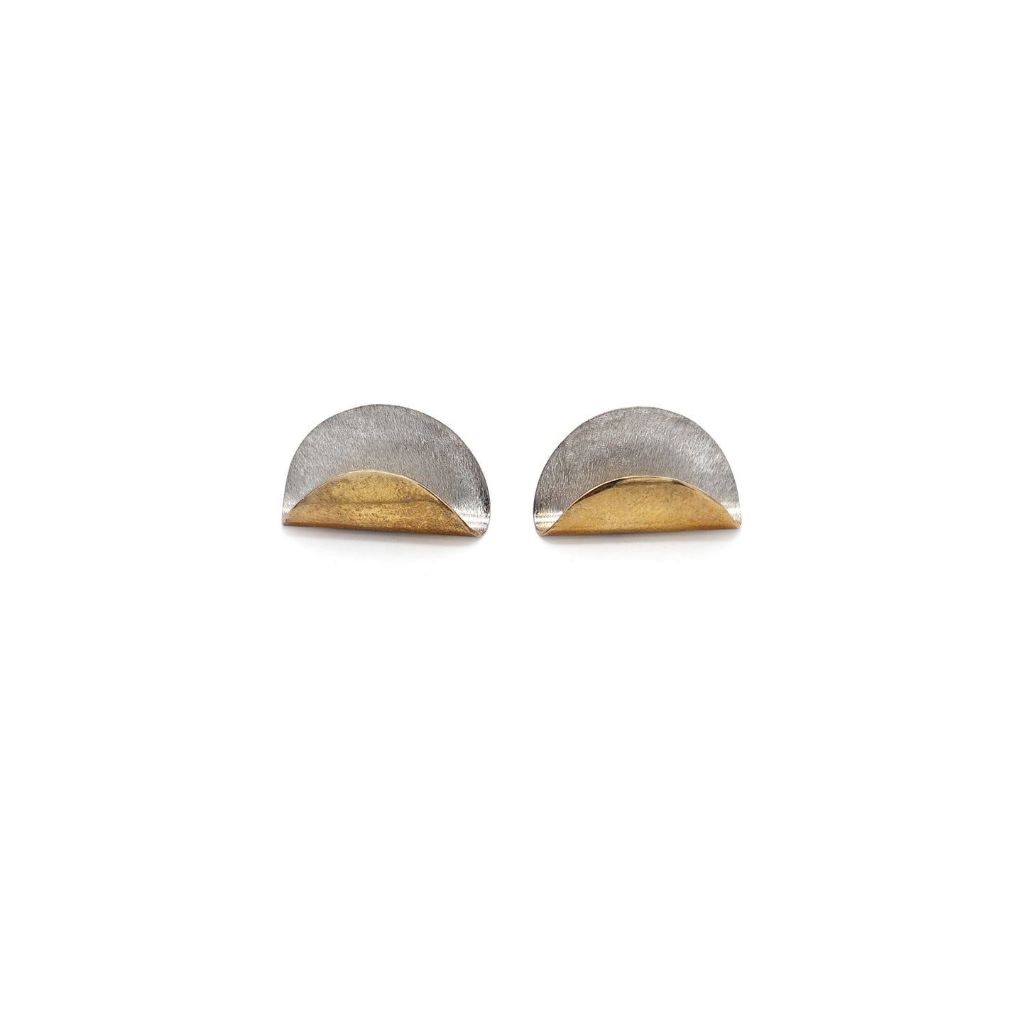 Small 2-Tone Folded Half-Round Earrings