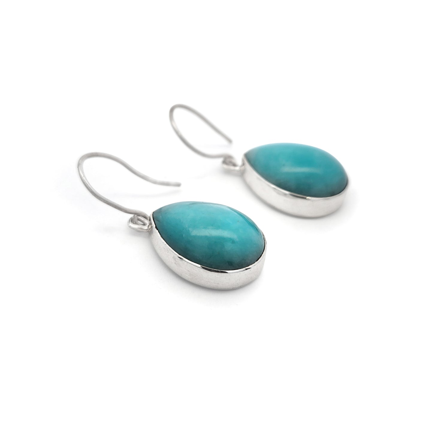 Amazonite Teardrop Bezel Earrings