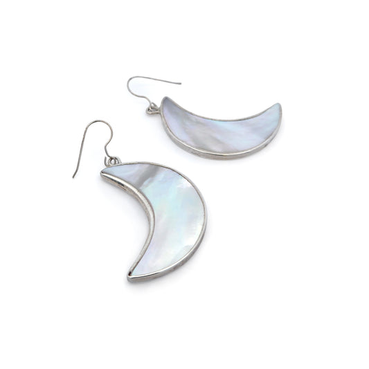 Mother of Pearl Crescent Moon Earrings