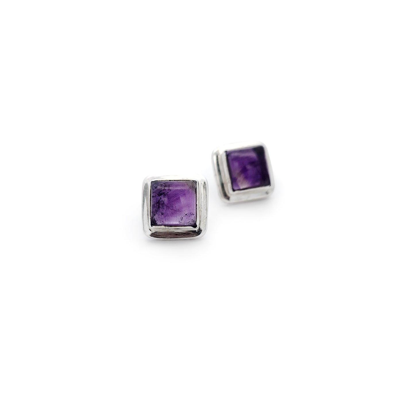 Sterling Silver Amethyst Square Earrings