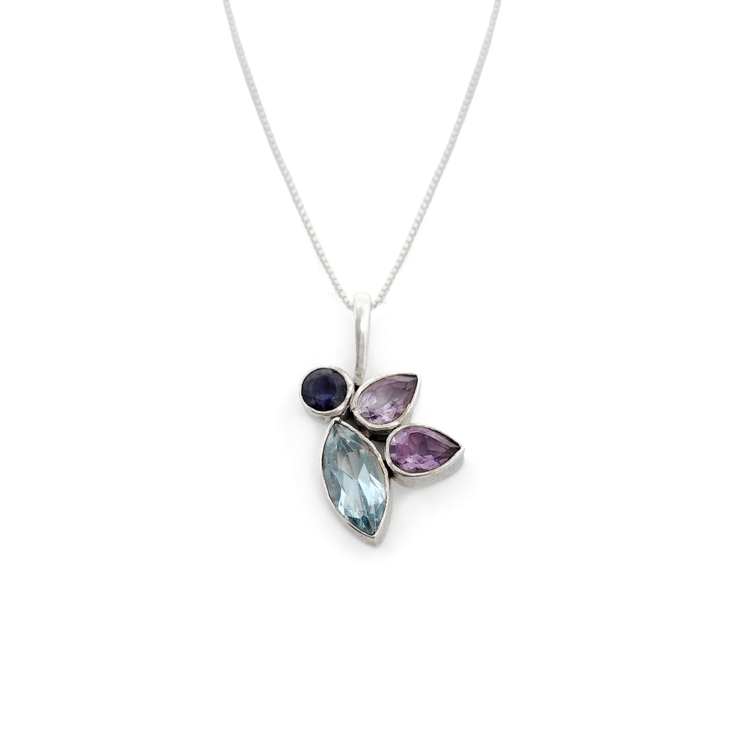 Sterling Silver Blue Topaz & Amethyst Necklace