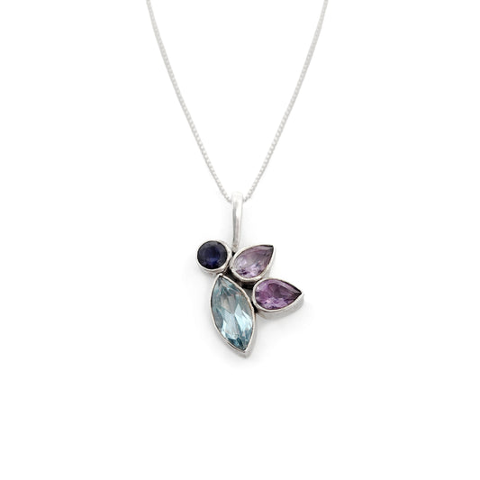 Sterling Silver Blue Topaz & Amethyst Necklace