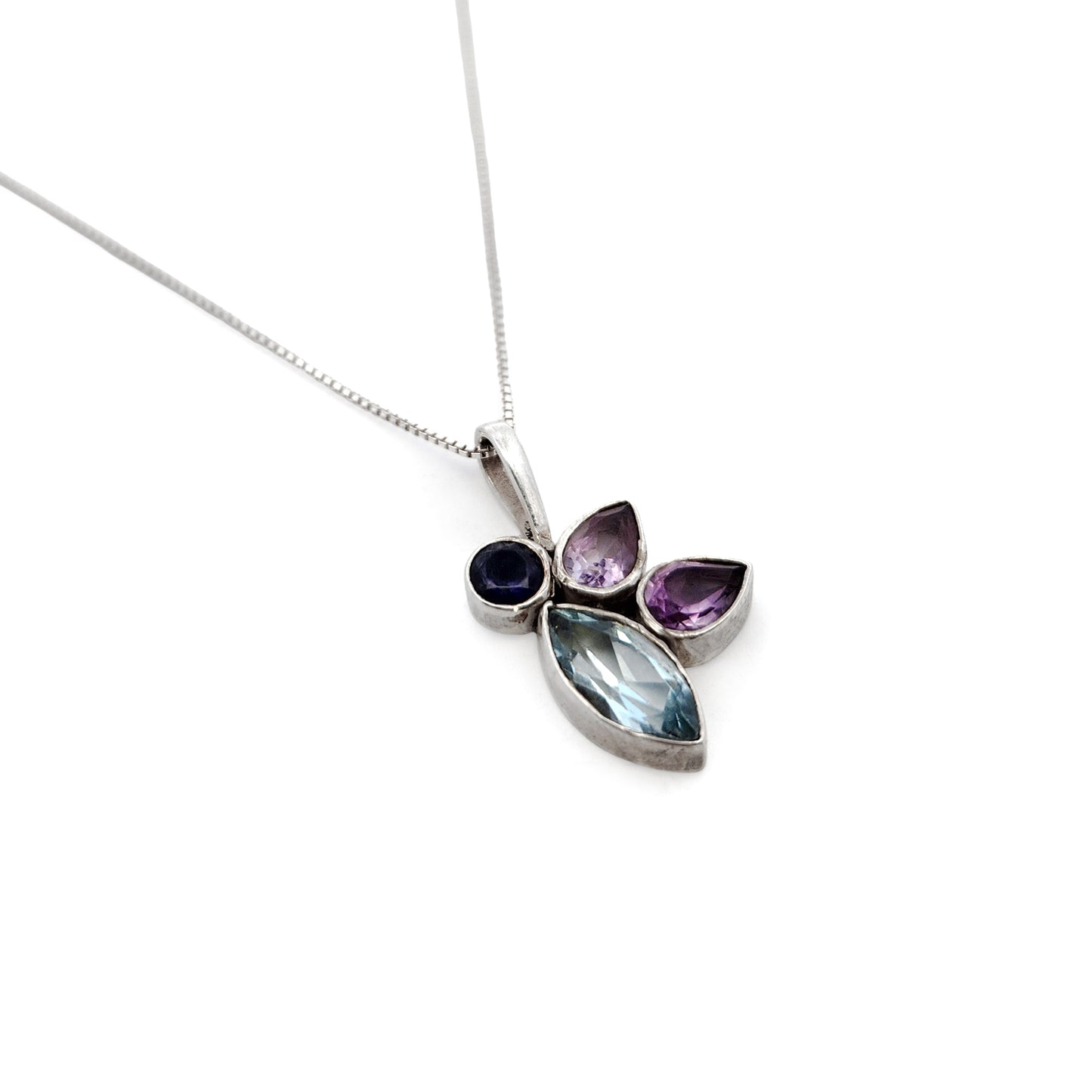 Sterling Silver Blue Topaz & Amethyst Necklace