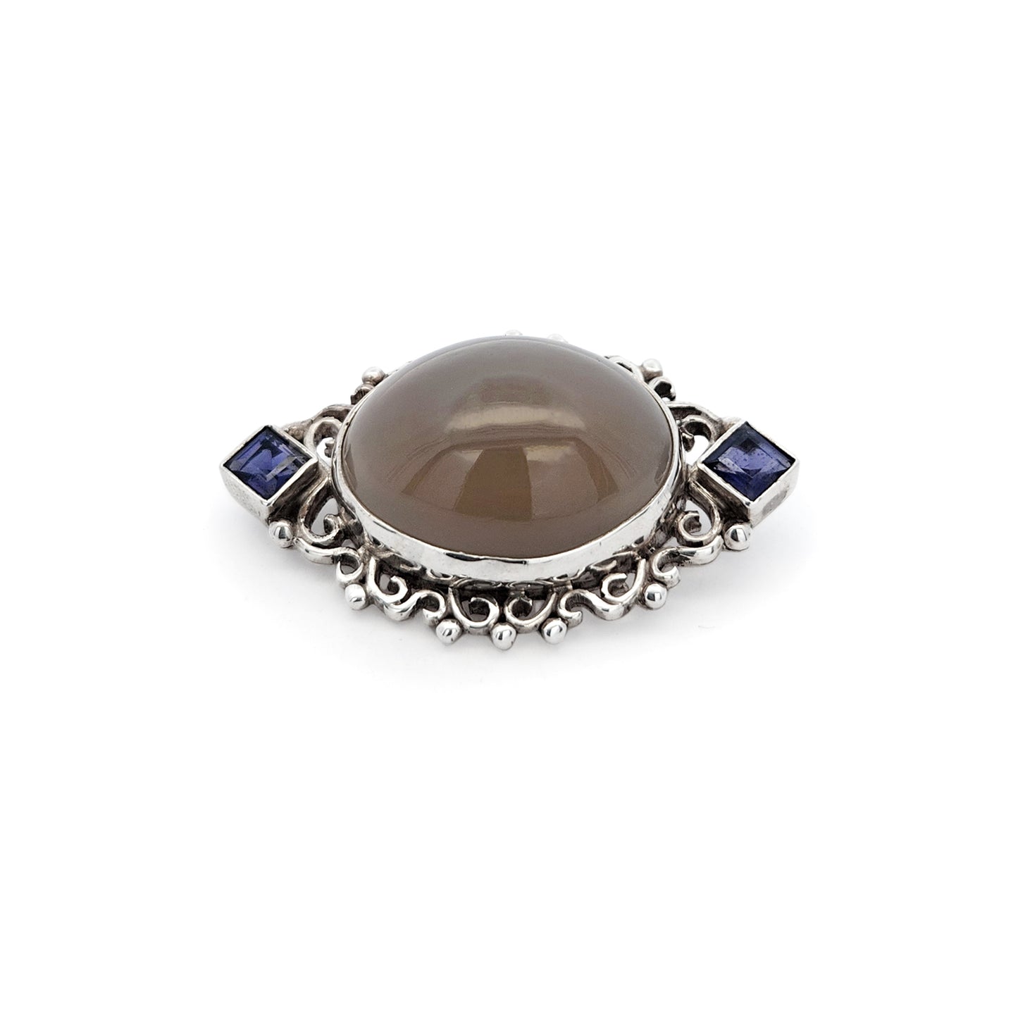 Sterling Silver Brown Moonstone Brooch