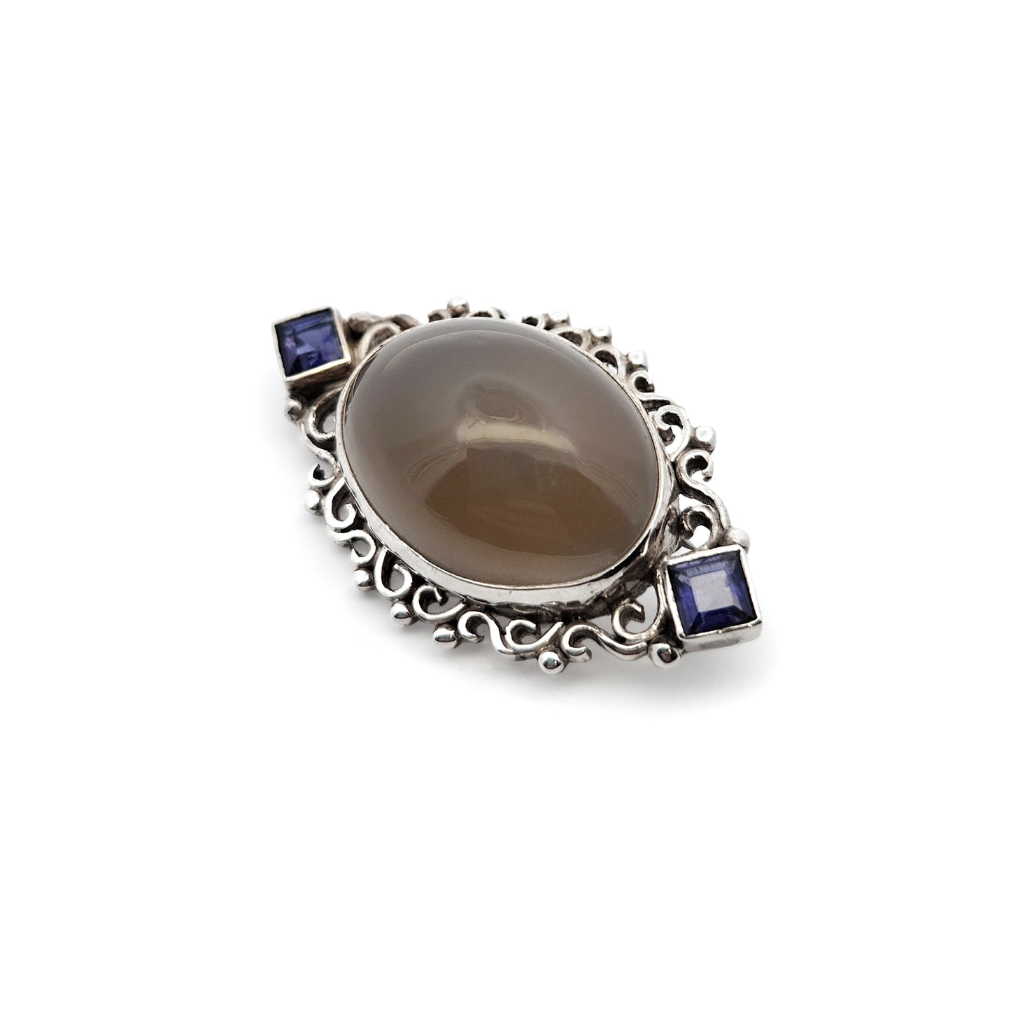 Sterling Silver Brown Moonstone Brooch