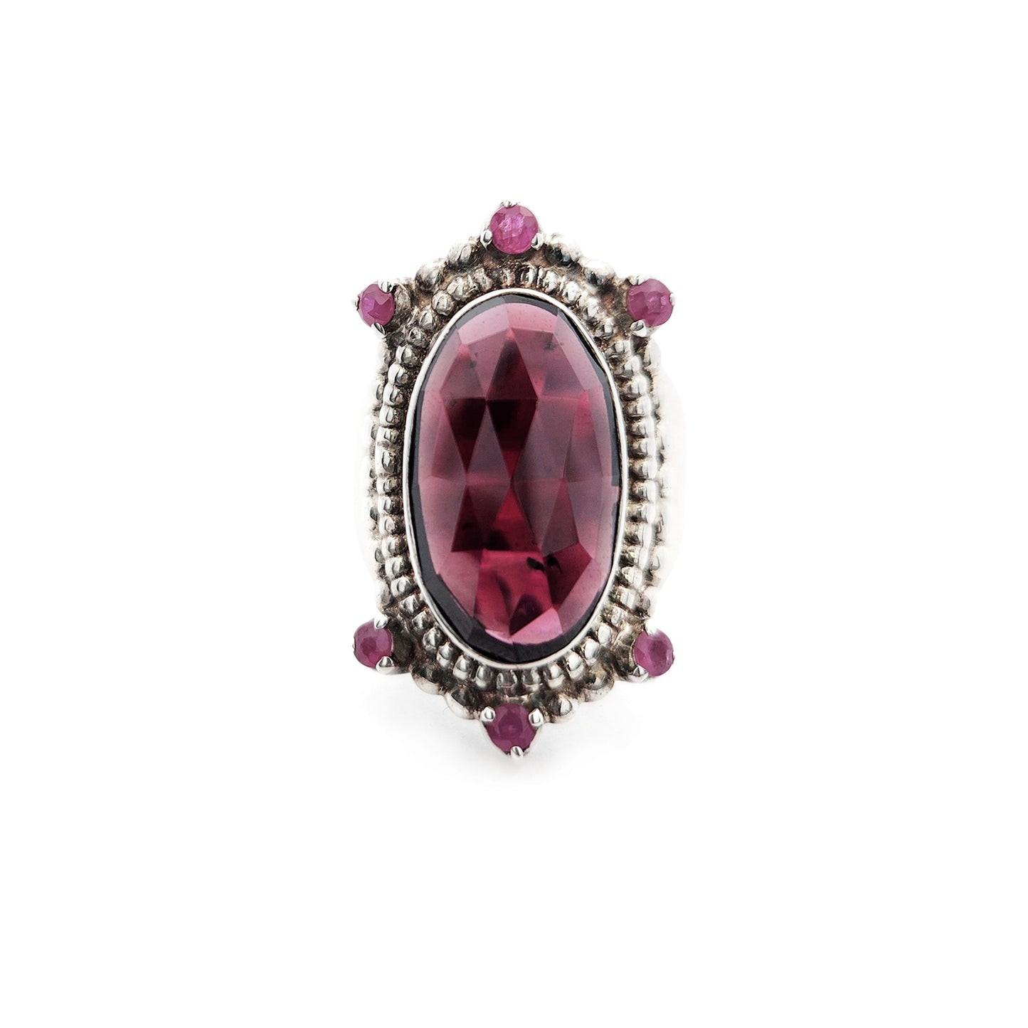 Sterling Silver Garnet & Ruby Accent Ring