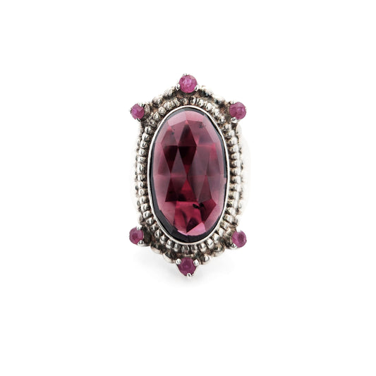 Sterling Silver Garnet & Ruby Accent Ring