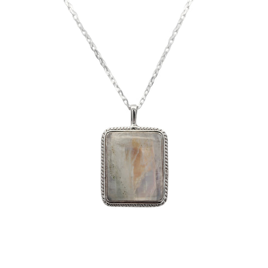 Sterling Silver Rectangular Moonstone Pendant
