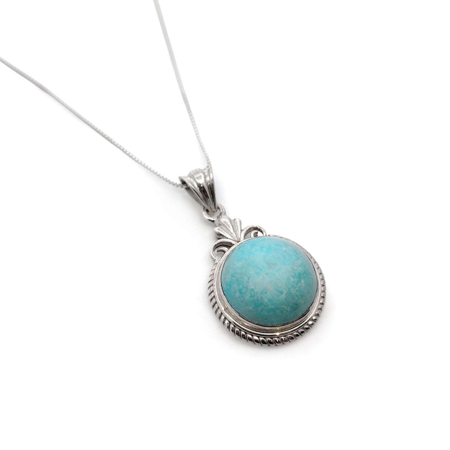 Sterling Silver Round Turquoise Pendant