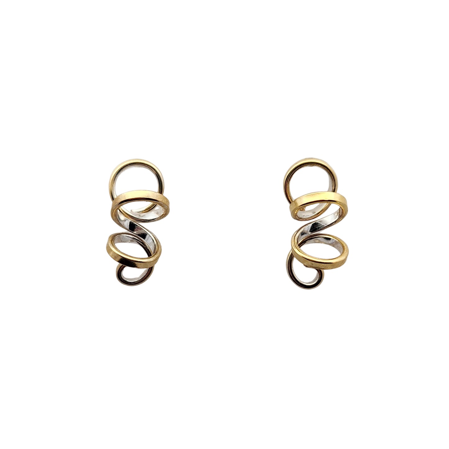Small Silver & Gold 2-Sided Spiral Earrings