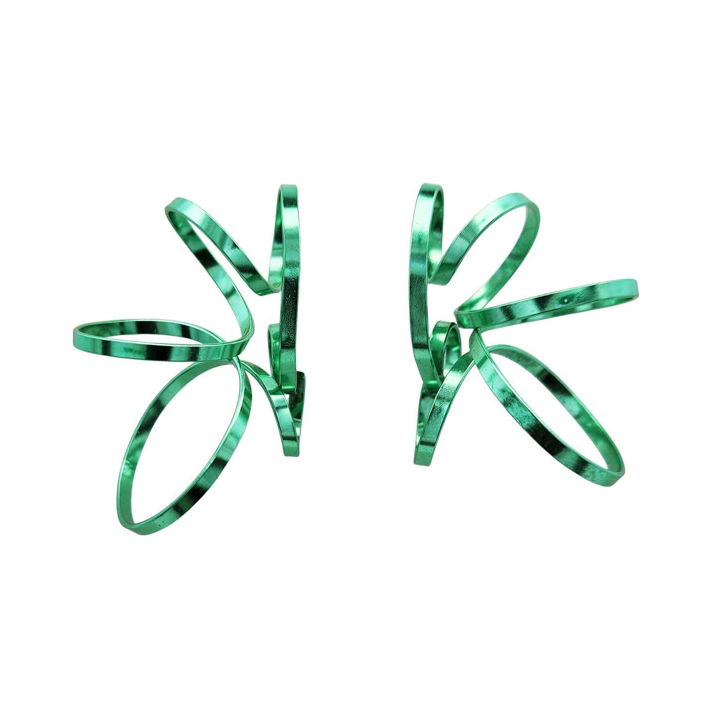 Green Ribbon Spiral Earrings