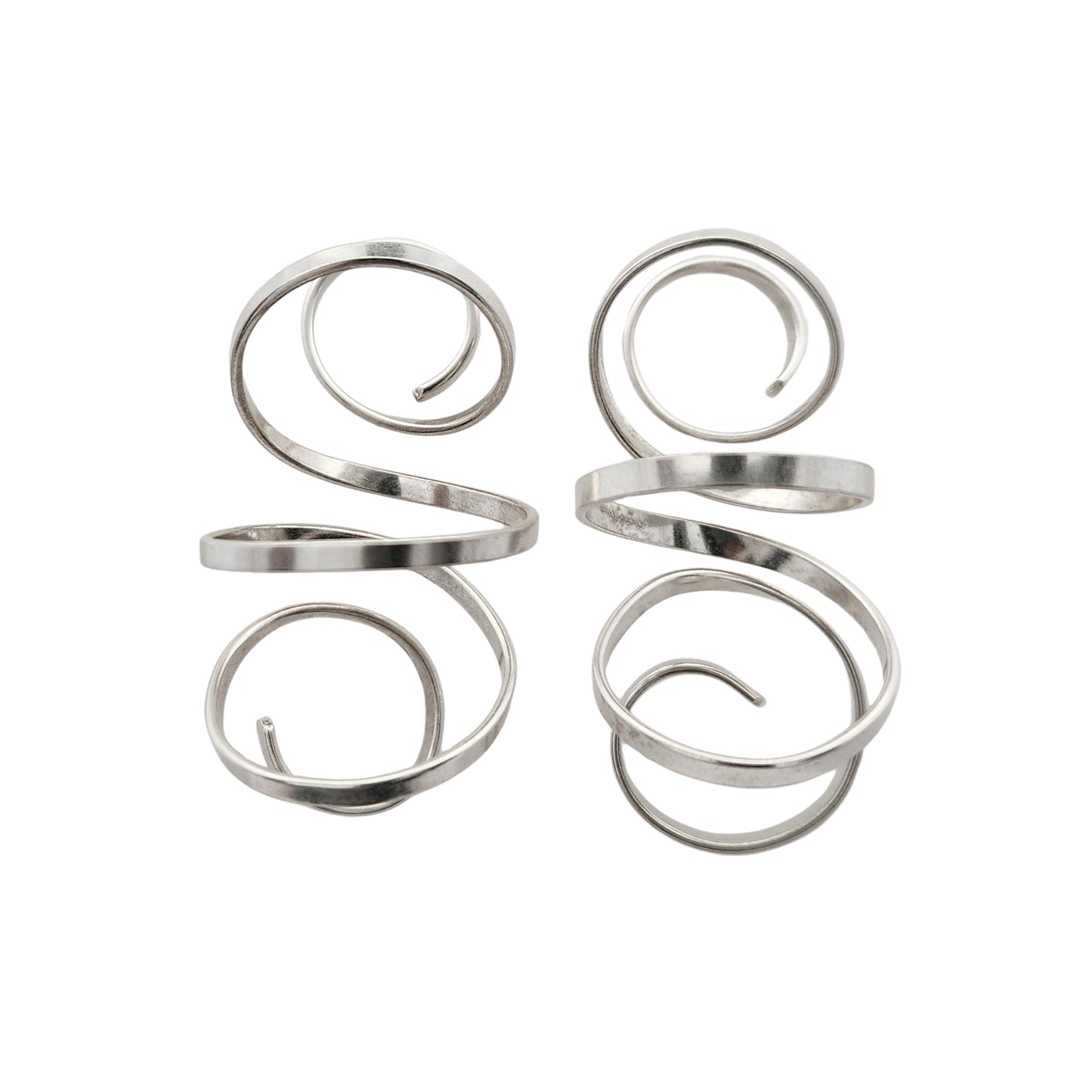 Large Silver Spiral Earrings