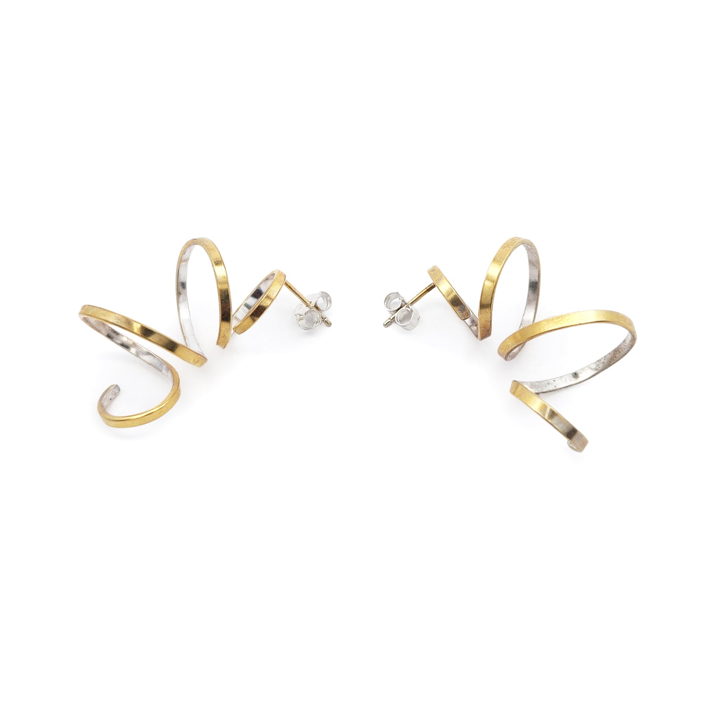 Medium Gold & Silver Spiral Earrings
