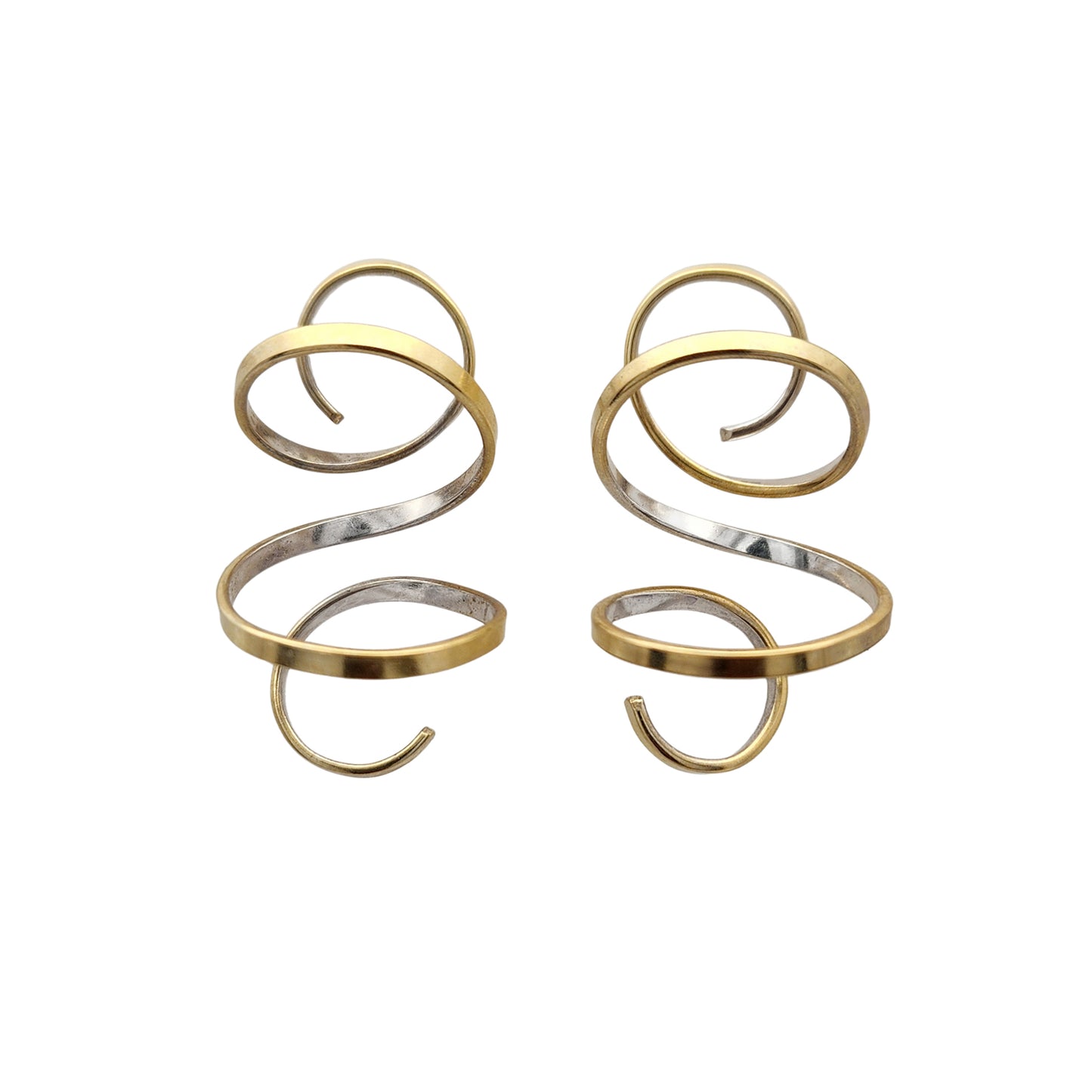 Medium Gold & Silver Spiral Earrings