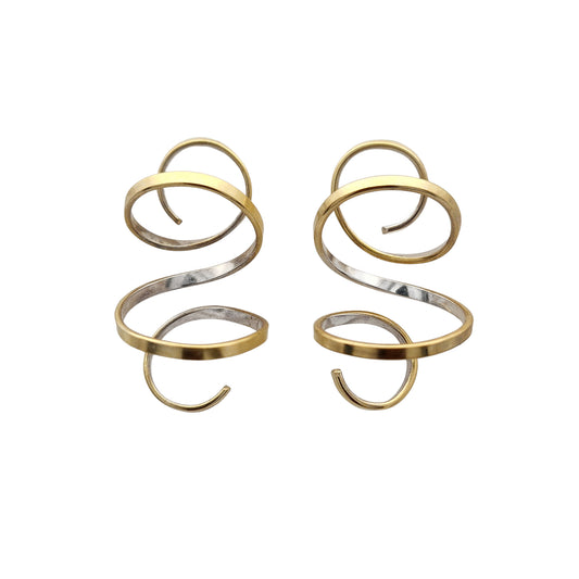 Medium Gold & Silver Spiral Earrings