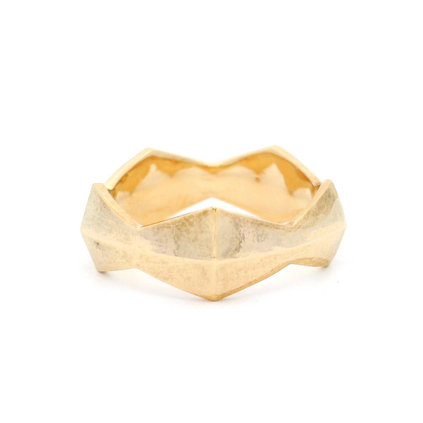 14k Yellow Textured Pyramid Band