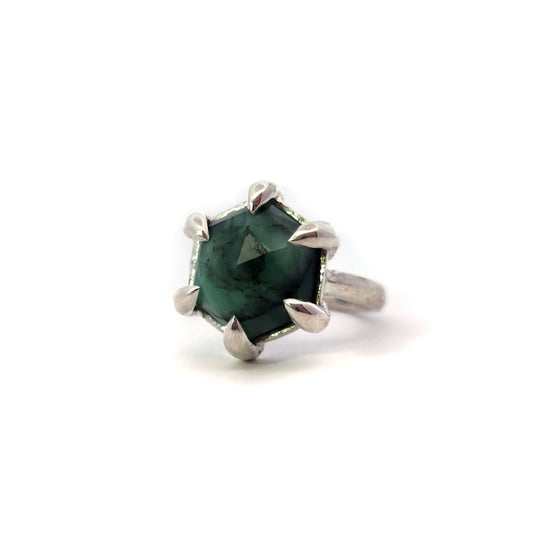 Sterling Silver Rustic Emerald Ring