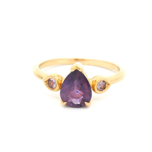 14k Yellow 1.28ct Purple Sapphire Engagement Ring with Accent Purple Sapphires
