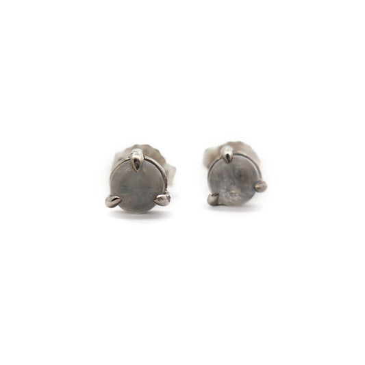 Silver 5mm Moonstone Studs