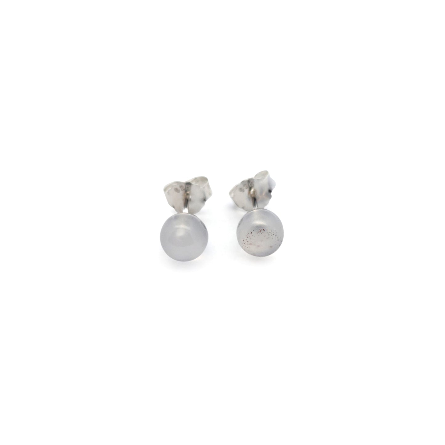 White Agate Round 6mm Stud Earrings