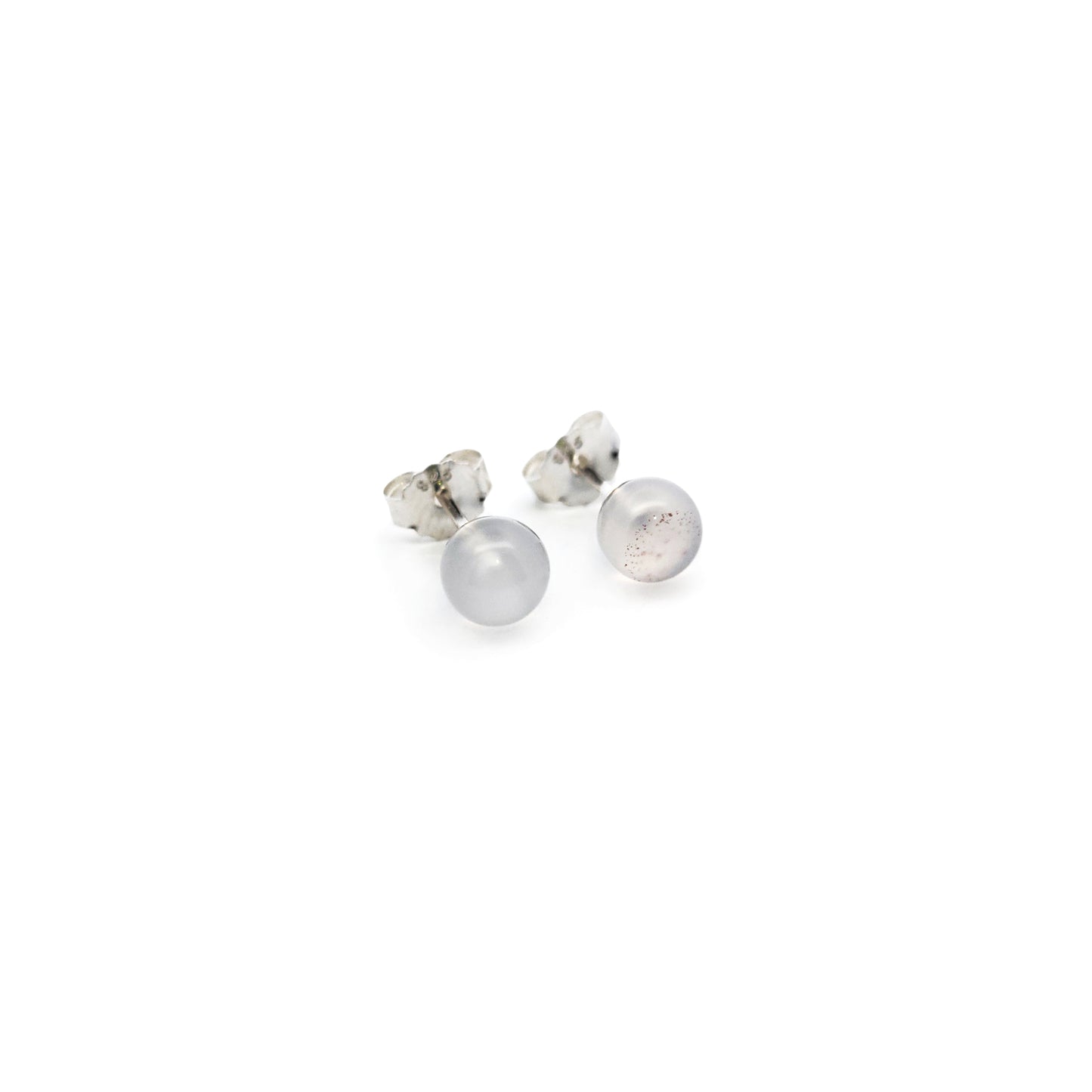 White Agate Round 6mm Stud Earrings