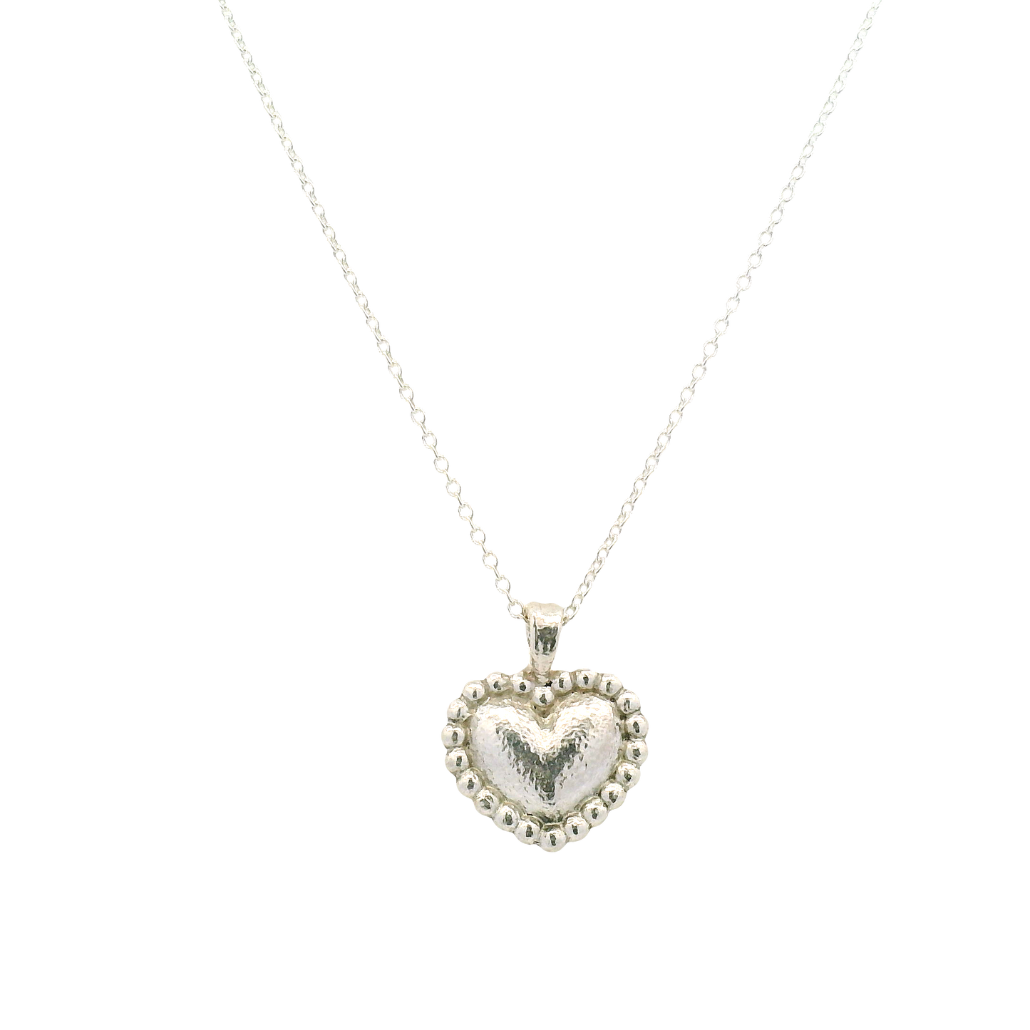 Sterling Silver Dotted Heart Necklace