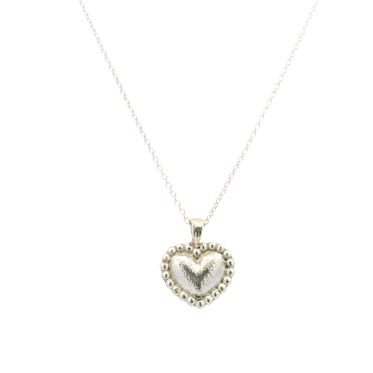 Sterling Silver Dotted Heart Necklace