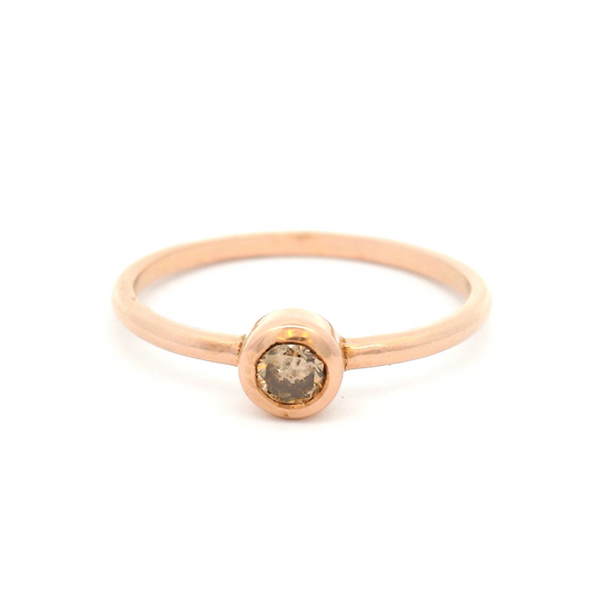 14k Rose Gold Bezel Set Solitaire with Champagne Diamond