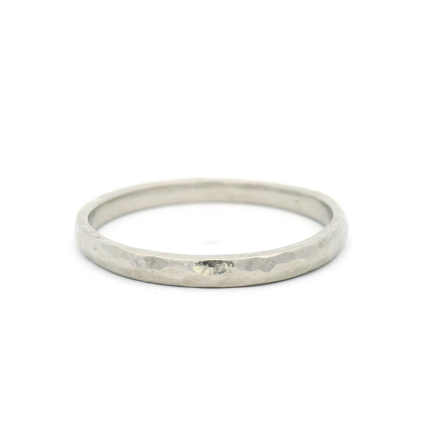 14k White Hammered 2mm Band