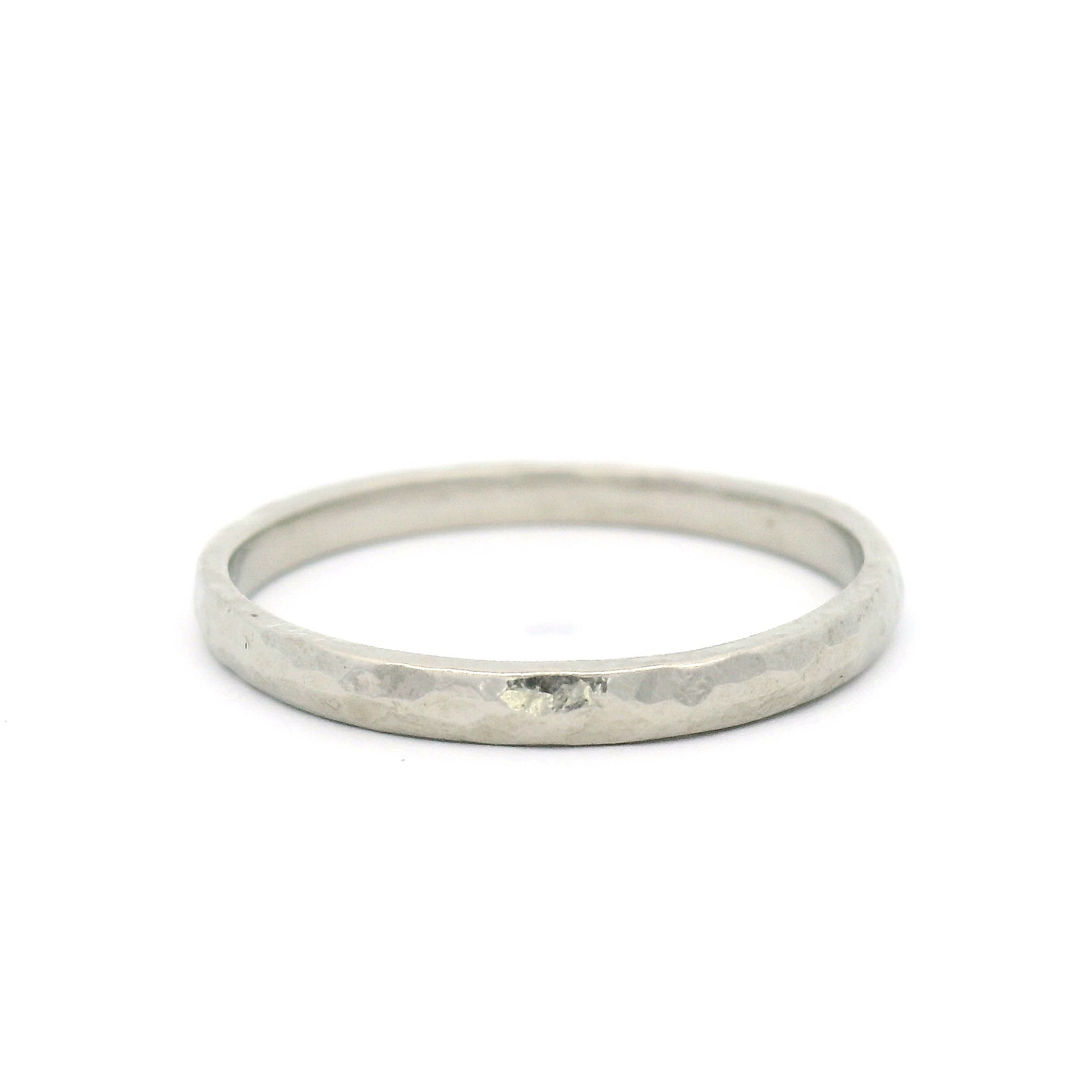 14k White Hammered 2mm Band