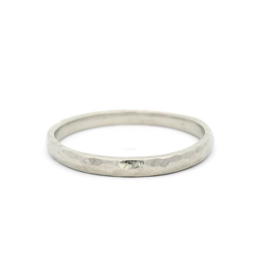 14k White Hammered 2mm Band