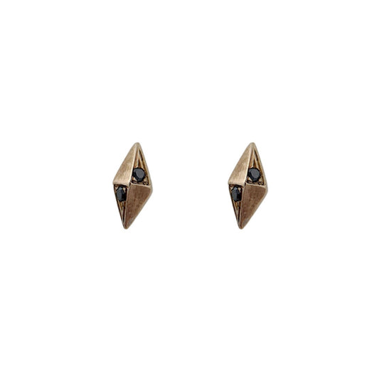 Long Pyramid Black Diamond Studs