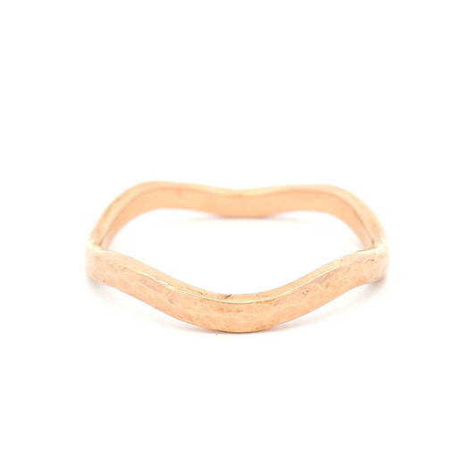 14k Rose Hammered 2mm Wave Band