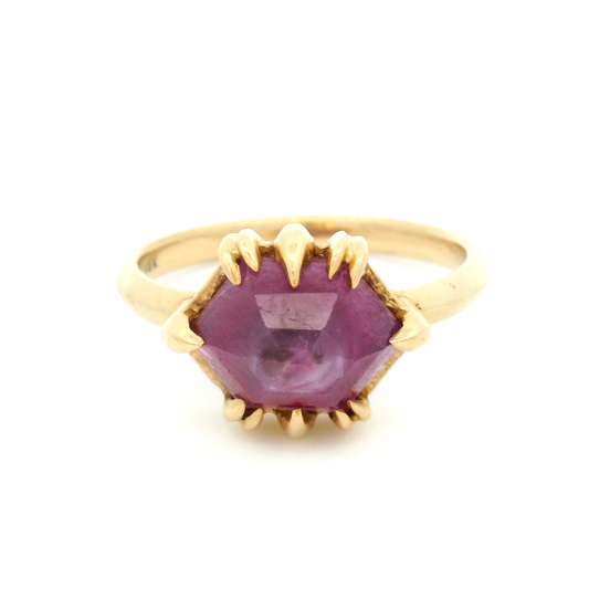 14k Yellow Gold Claw Set Solitaire with 3.43ct Rose-Cut Ruby