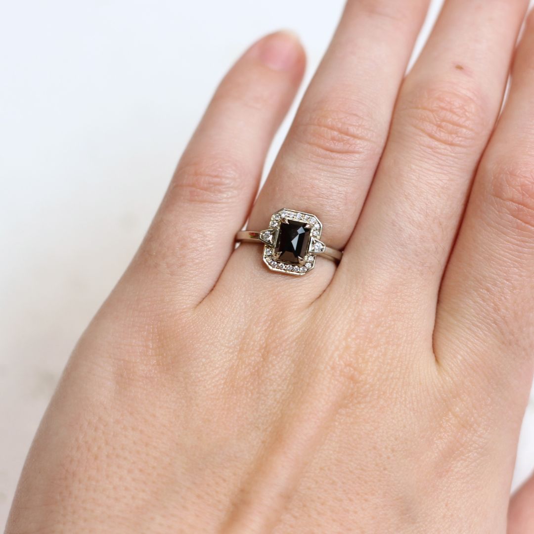 Emerald Cut Deco Halo