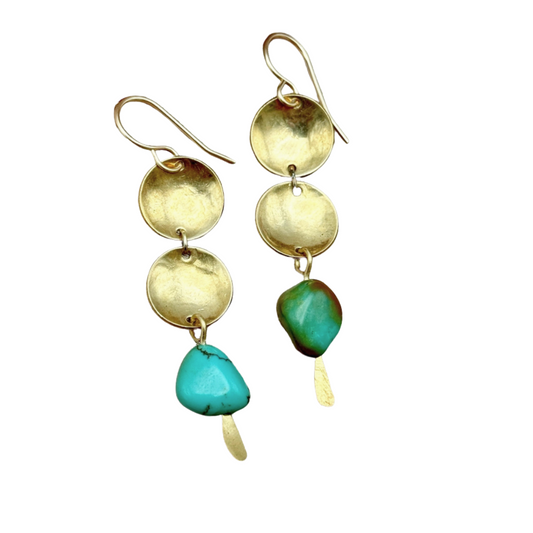 Brass Hanging Dome Earrings