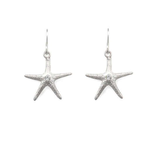 Sterling Silver Starfish CZ Earrings
