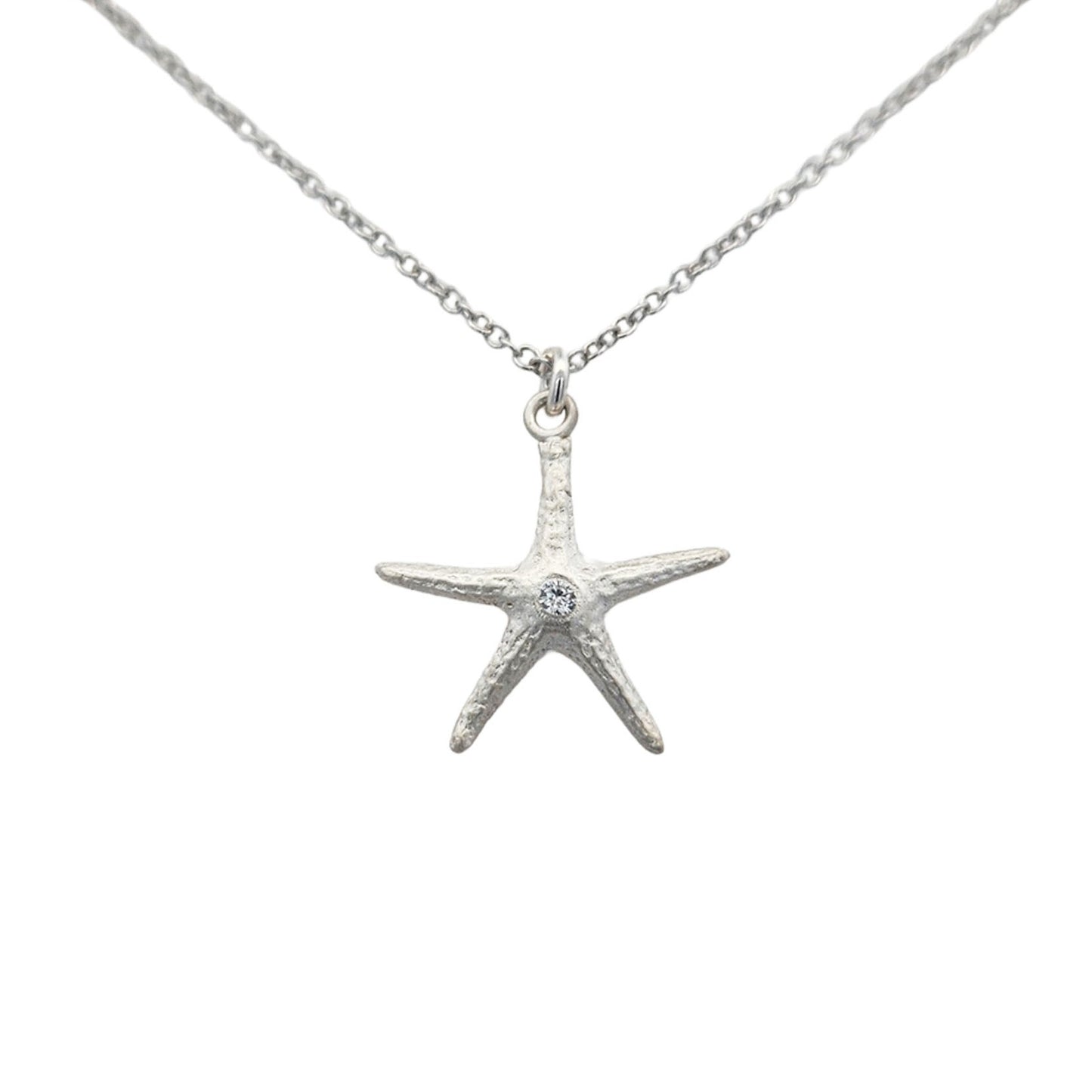Sterling Silver Starfish CZ Pendant