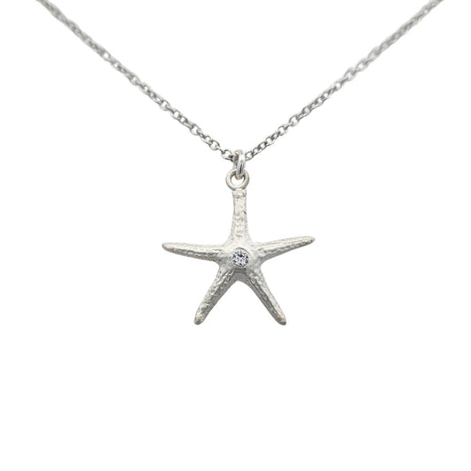 Sterling Silver Starfish CZ Pendant