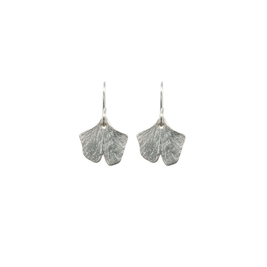 Sterling Silver Small Ginkgo Leaf Earrings