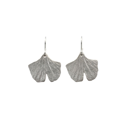 Sterling Silver Medium Ginkgo Leaf Earrings