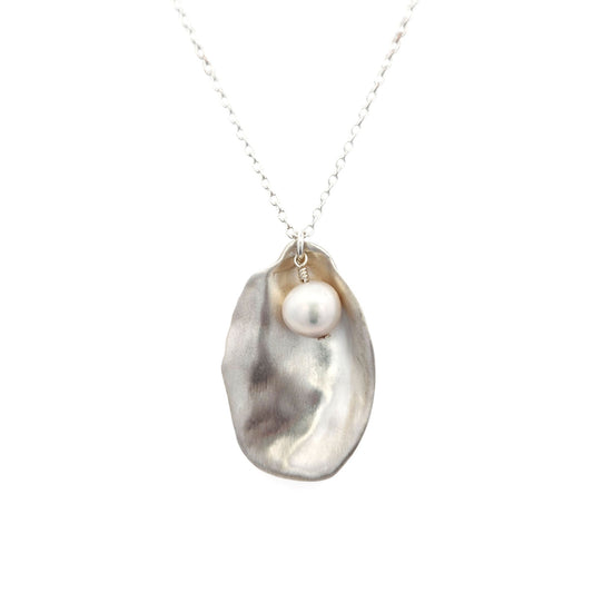Sterling Silver Freshwater Pearl Oyster Pendant
