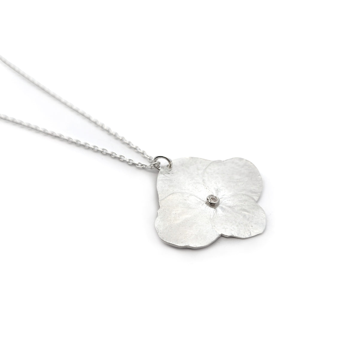 Sterling Silver Hydrangea Large Pendant Necklace