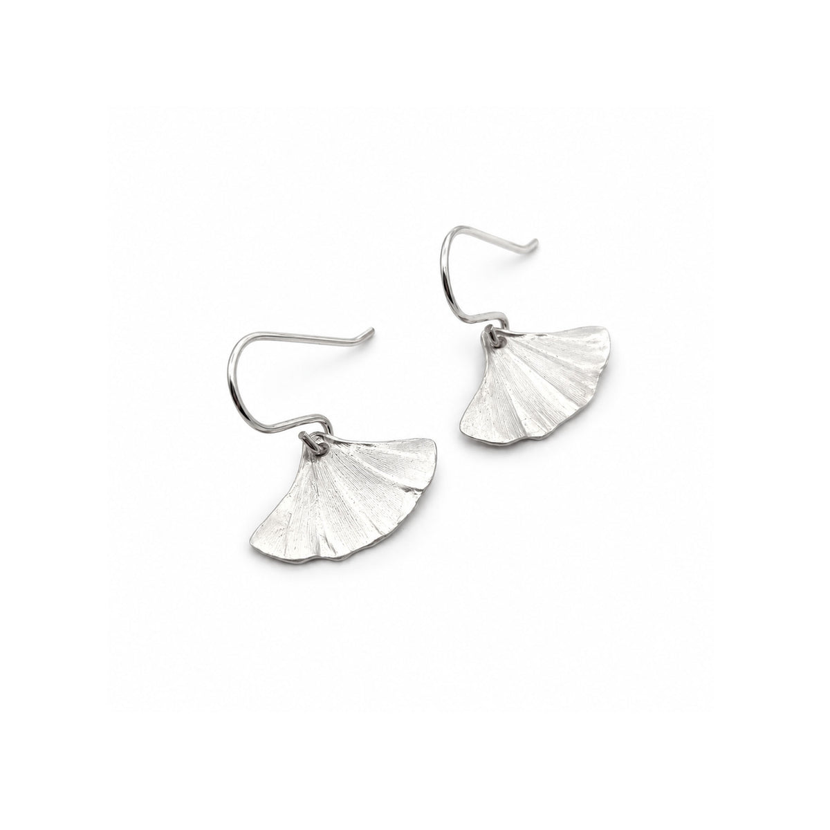 Sterling Silver Small Fan Leaf Earrings