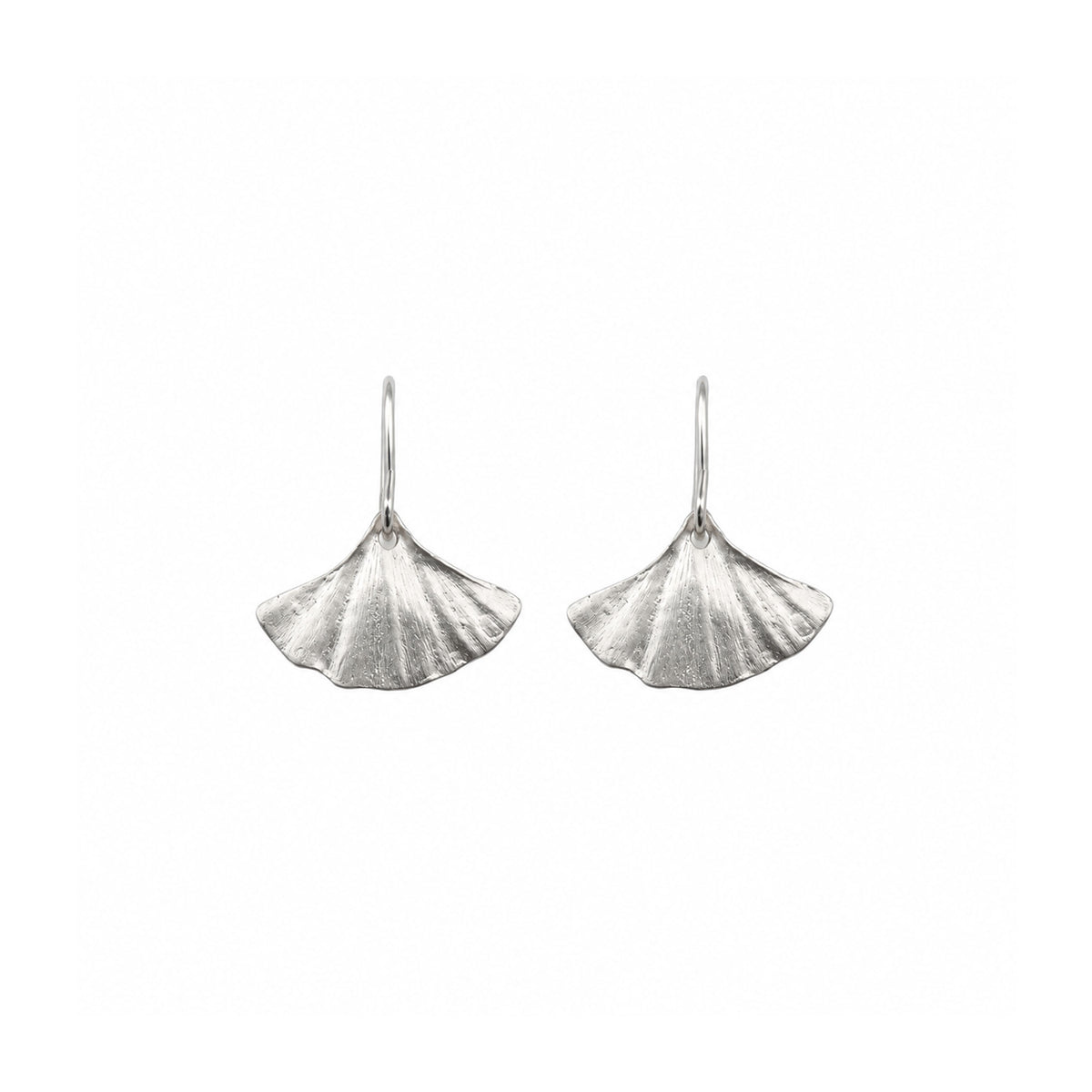 Sterling Silver Small Fan Leaf Earrings