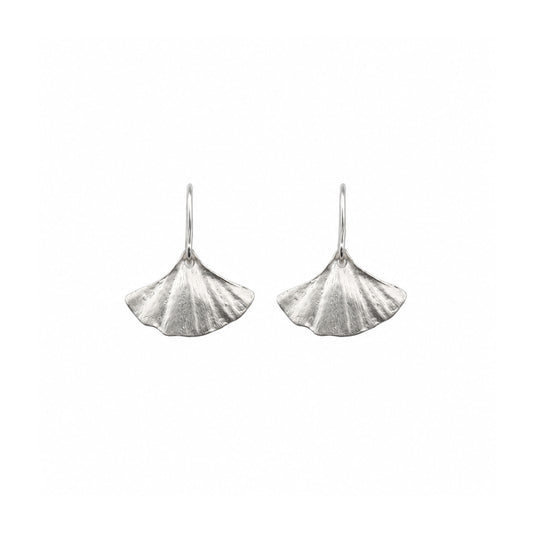 Sterling Silver Small Fan Leaf Earrings