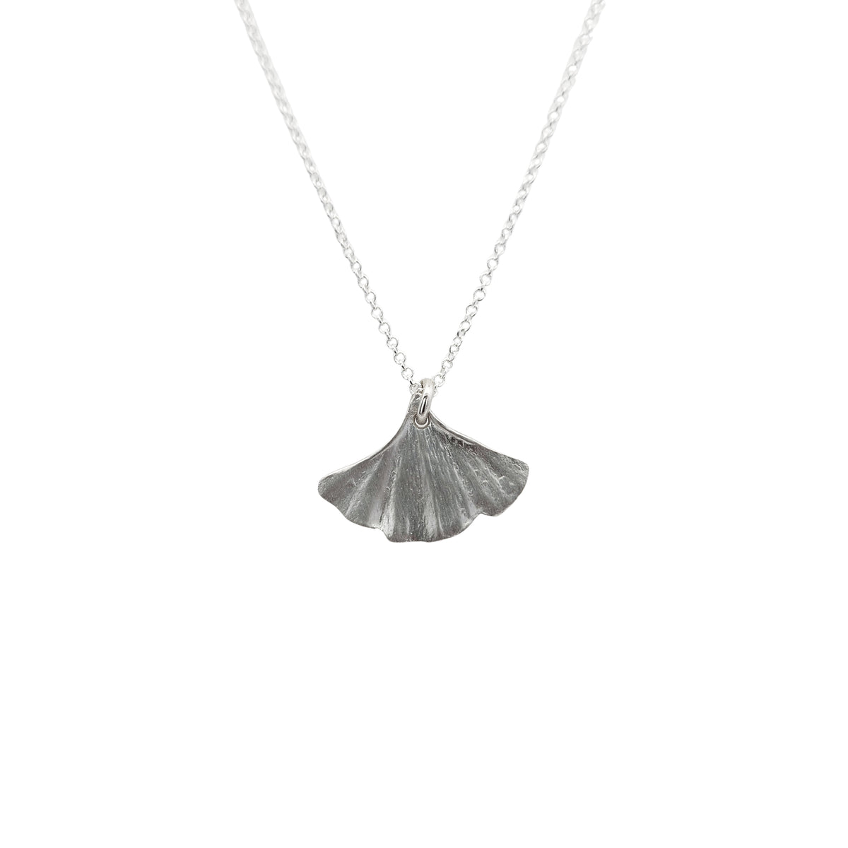 Sterling Silver Tiny Fan Leaf Necklace