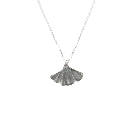Sterling Silver Tiny Fan Leaf Necklace