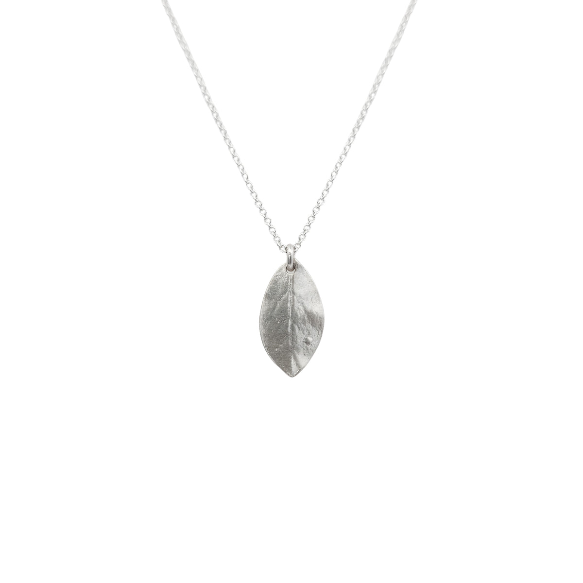 Sterling Silver Small Blueberry Leaf Necklace
